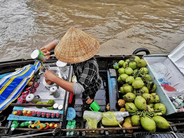 marché flottant Vietnam coco